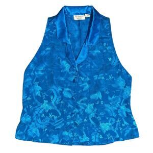 1990s Victoria’s Secret Gold Label Vintage Vest Satin Sleep Top Size Medium Blue